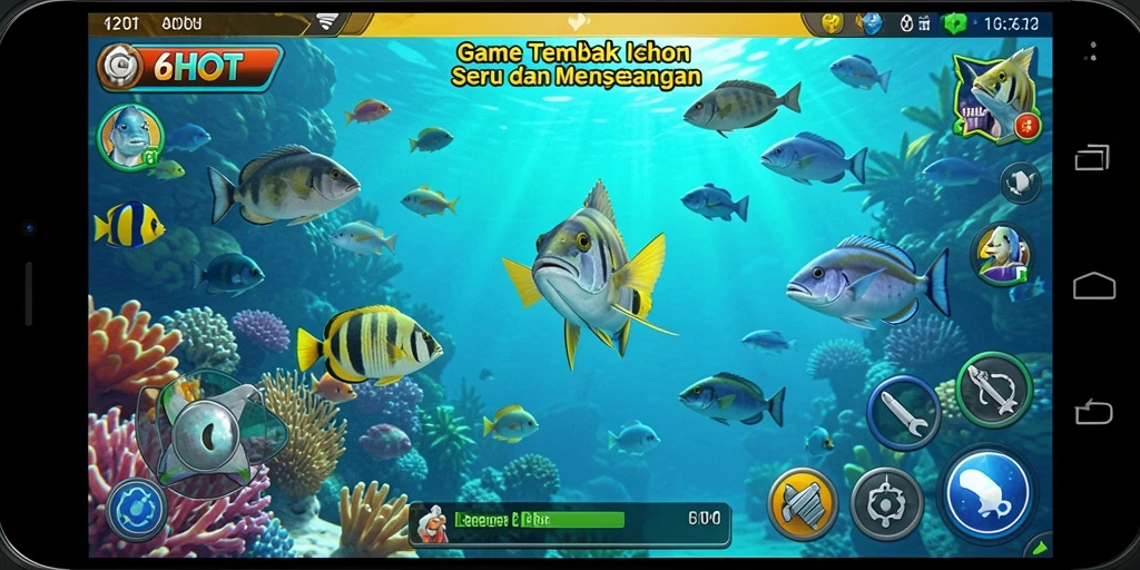Screenshot gameplay 62HOT menampilkan aksi menembak ikan yang seru.