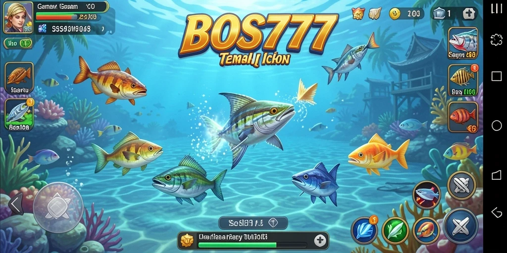 Screenshot gameplay menampilkan serunya menembak ikan di BOS777.