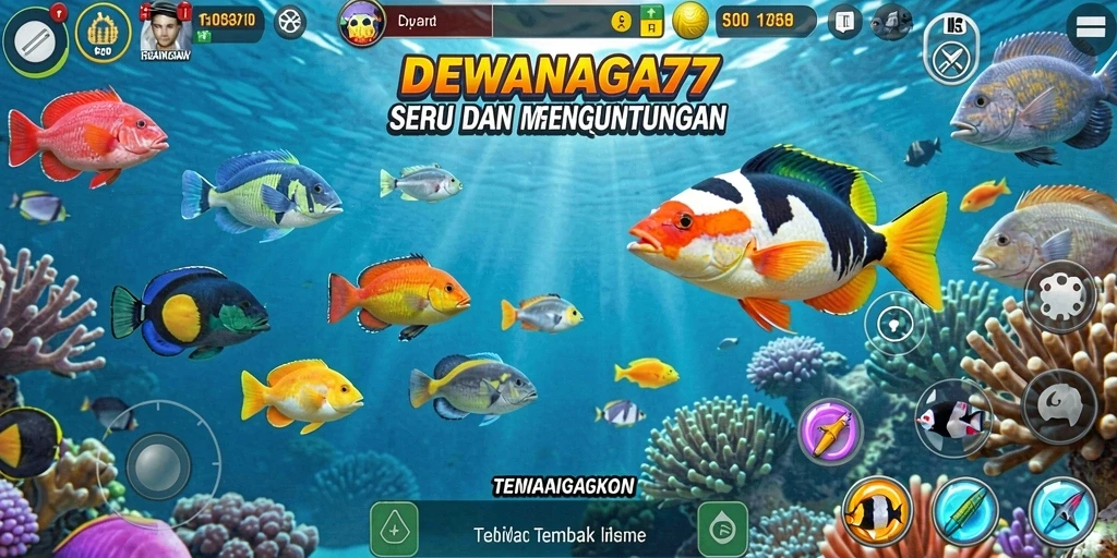 Tampilan gameplay seru dari DEWANAGA77 saat menembak ikan.