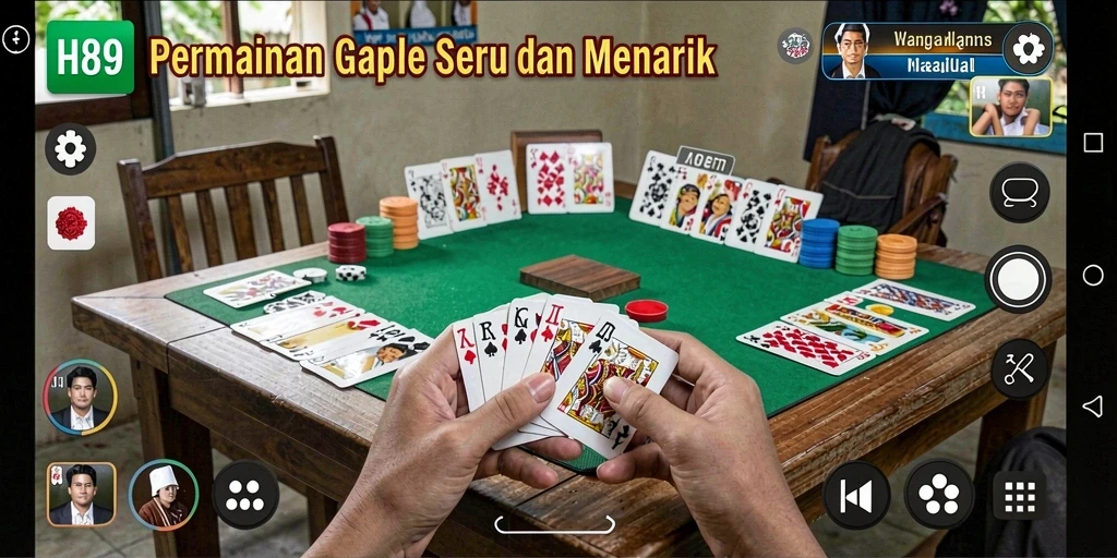 Screenshot gameplay H89 menampilkan serunya permainan Gaple.