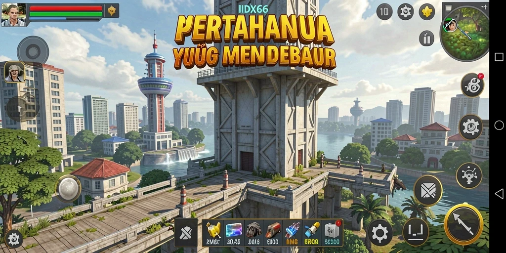 Tampilan gameplay menarik dari IDX66 dalam pertahanan menara.