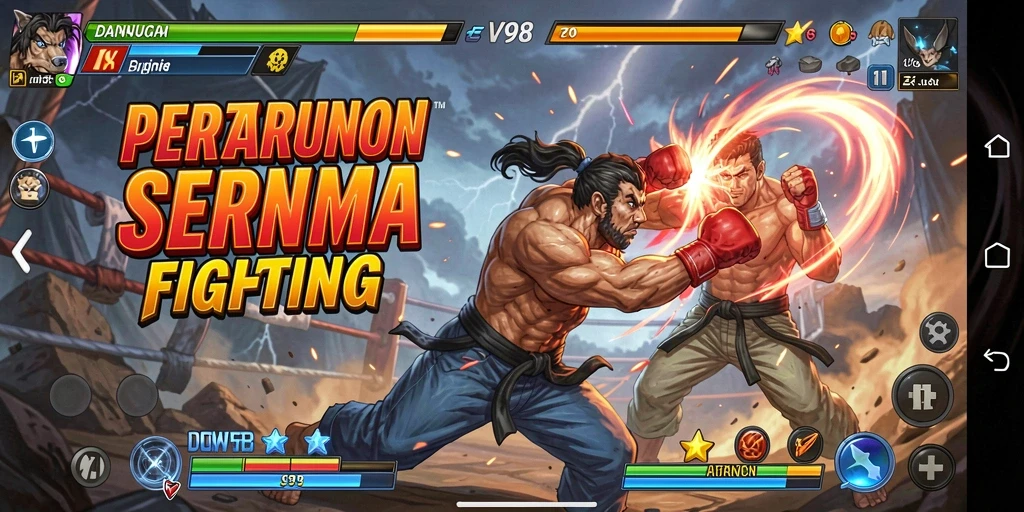 Gameplay V98 menunjukkan pertarungan seru dan karakter yang menarik.